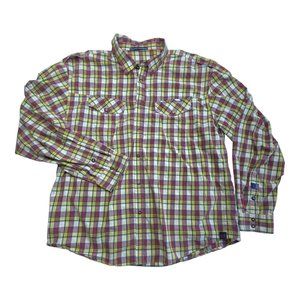 Blue Marithe Francois Girbaud Red Yellow Blue Plaid Button Up Shirt 3XL